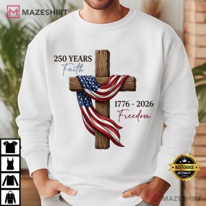 Christian Cross Faith Freedom Patriotic American Flag T Shirt (3)