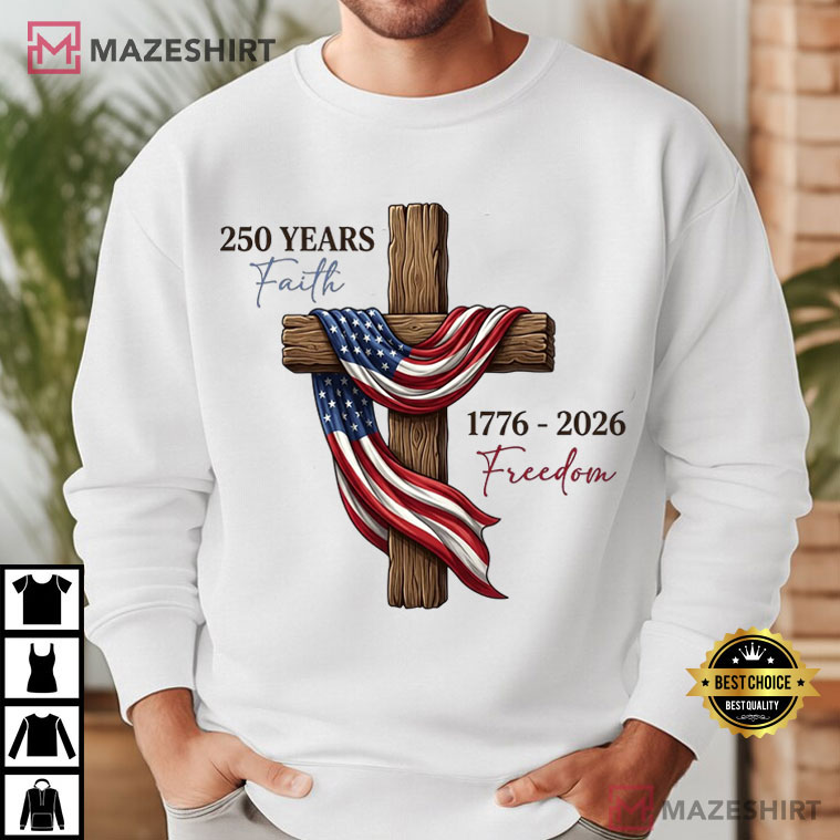 Christian Cross Faith Freedom Patriotic American Flag T-Shirt Christian Cross Faith Freedom Patriotic American Flag T-Shirt