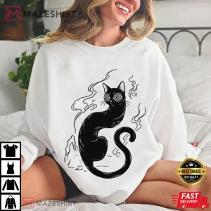 Trippy Psychedelic Cat Surreal Hypno Kitty T Shirt (4)
