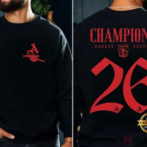 Arsenal Football Club Gunners Champions 2026 Football T Shirt (3)