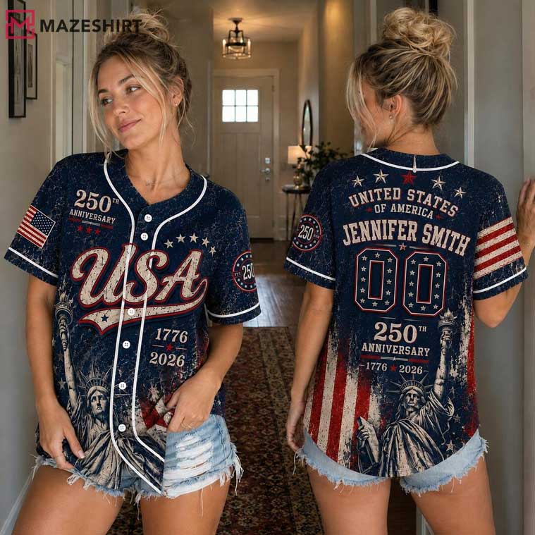 USA 250th Anniversary Custom Patriotic America 2026 Baseball Jersey USA 250th Anniversary Custom Patriotic America 2026 Baseball Jersey