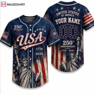 USA 250th Anniversary Custom Patriotic America 2026 Baseball Jersey