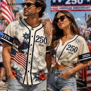 Vintage Patriotic 250 Years July 4th Custom Baseball Jersey (2)