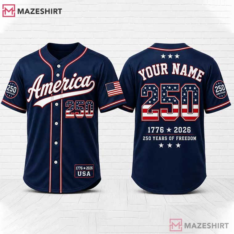 America 250 Patriotic USA Custom Name Baseball Jersey America 250 Patriotic USA Custom Name Baseball Jersey