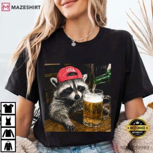 Raccoon Beer Funny 4th Of July Patriotic USA T Shirt (2)