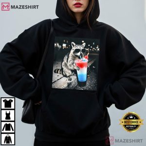 Raccoon 4th Of July Drinking Patriotic Slushie Funny American T Shirt (1