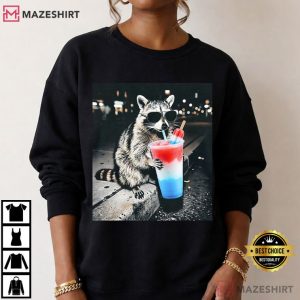 Raccoon 4th Of July Drinking Patriotic Slushie Funny American T Shirt (1 (4)