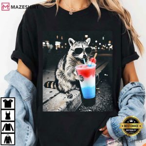Raccoon 4th Of July Drinking Patriotic Slushie Funny American T Shirt (1)