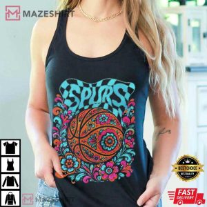 San Antonio Spurs Basketball Fiesta Floral T Shirt (2)