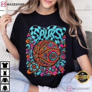 San Antonio Spurs Basketball Fiesta Floral T Shirt (3)