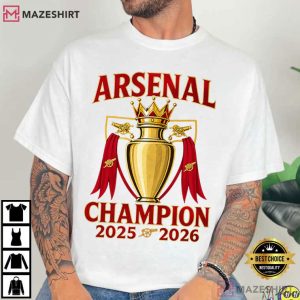 Arsenal Champion 2025 2026 Trophy Football Fan T Shirt (1)