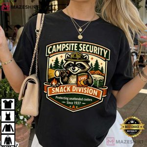 Campsite Security Snack Division Funny Camping Raccoon T Shirt (4)
