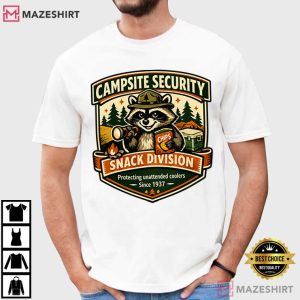 Campsite Security Snack Division Funny Camping Raccoon T Shirt (1)