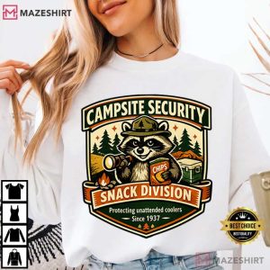 Campsite Security Snack Division Funny Camping Raccoon T Shirt (2)