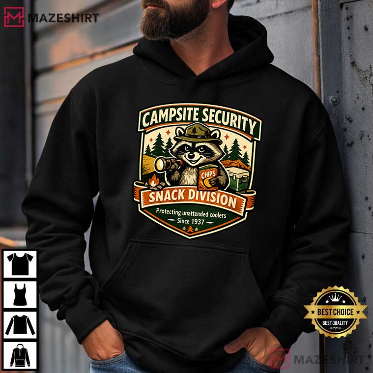 Campsite Security Snack Division Funny Camping Raccoon T-Shirt Campsite Security Snack Division Funny Camping Raccoon T-Shirt