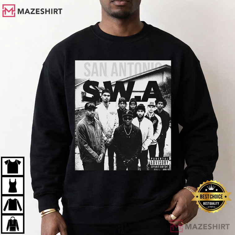 San Antonio Spurs With Attitude SWA Vintage Basketball T-Shirt San Antonio Spurs With Attitude SWA Vintage Basketball T-Shirt