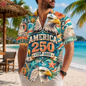 America 250 Eagle Patriotic Aloha Hawaiian Shirt (1)
