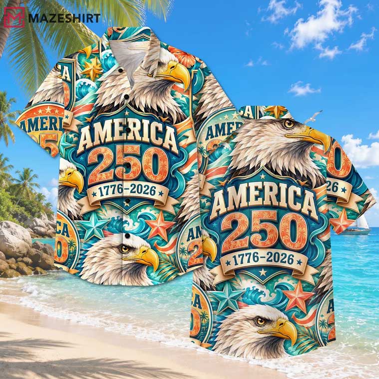 America 250 Eagle Patriotic Aloha Hawaiian Shirt America 250 Eagle Patriotic Aloha Hawaiian Shirt