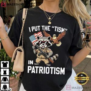 Raccoon I Put The Tism In Patriotism 4th Of July T Shirt (2)