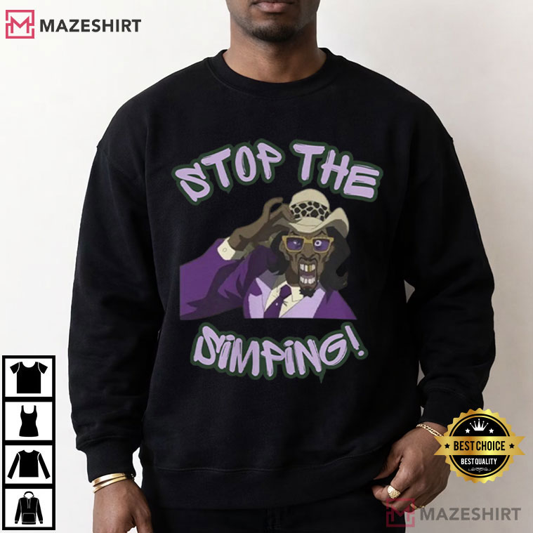 The Boondocks Stop The Simping A Pimp Named Slickback T-Shirt The Boondocks Stop The Simping A Pimp Named Slickback T-Shirt