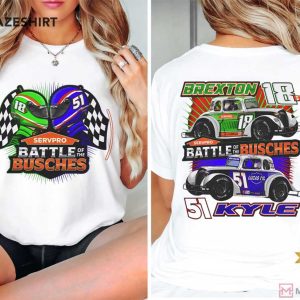 Battle Of The Busches Racing Helmet Nascar Graphic T Shirt (2)