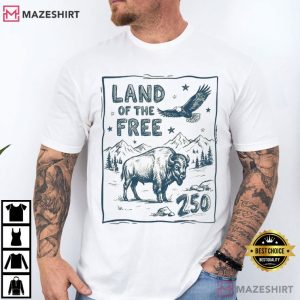 Land Of The Free USA 250 Vintage America 4th Of July T Shirt (4)