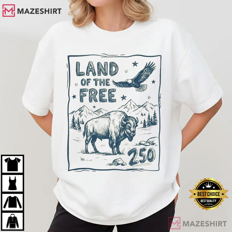 Land Of The Free USA 250 Vintage America 4th Of July T-Shirt Land Of The Free USA 250 Vintage America 4th Of July T-Shirt