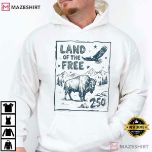 Land Of The Free USA 250 Vintage America 4th Of July T Shirt (3)