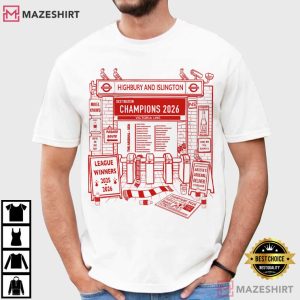 Arsenal Carl Bourke Art Champions Of Highbury And Islington T Shirt (1)