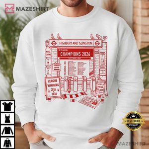 Arsenal Carl Bourke Art Champions Of Highbury And Islington T Shirt (2)