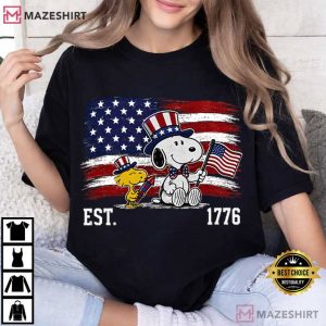 Patriotic Snoopy 4th Of July USA Flag T Shirt (2)