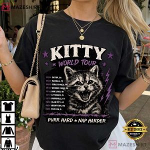 Kitty World Tour Funny Cat Concert T Shirt (1)