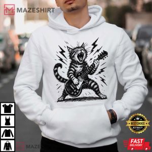 Rock And Roll Cat Electric Guitar Kitty T Shirt (4)