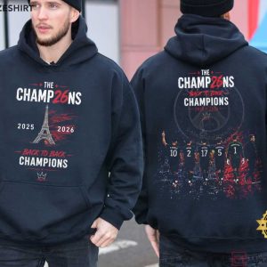 Paris Saint Germain Back To Back Champions 2025 2026 Paris Soccer Fan T Shirt (4)