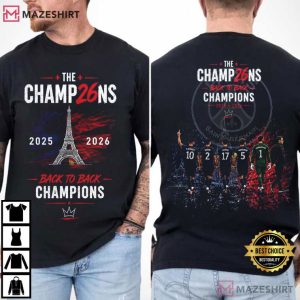 Paris Saint Germain Back To Back Champions 2025 2026 Paris Soccer Fan T Shirt (1)