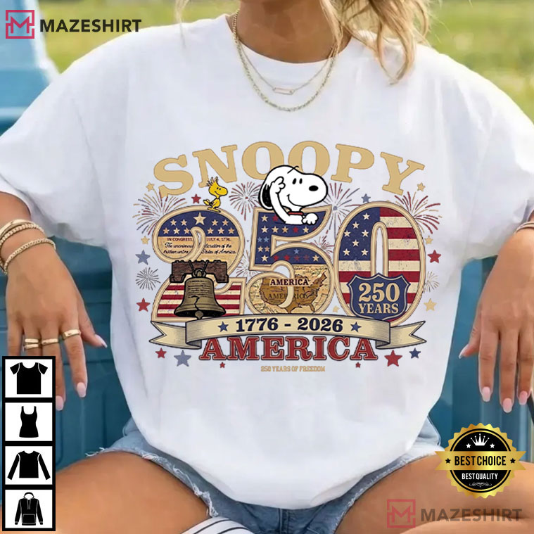 America 250th Anniversary Patriotic Snoopy Funny 4th Of July T-Shirt America 250th Anniversary Patriotic Snoopy Funny 4th Of July T-Shirt