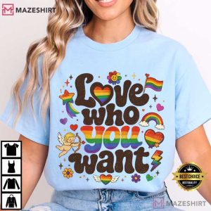 Love Who You Want Rainbow LGBTQ Pride Month Queer Ally T Shirt (2)