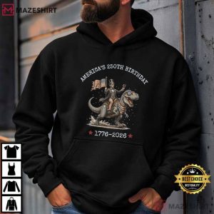 Abraham Lincoln Riding Dinosaur America's 250th Birthday Patriotic T