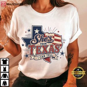 Patriotic Western Cowgirl She's From Texas I Can Tell T Shirt (1)