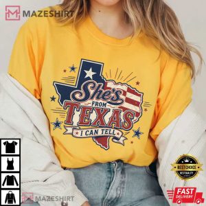 Patriotic Western Cowgirl She's From Texas I Can Tell T Shirt (2)
