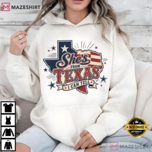 Patriotic Western Cowgirl She's From Texas I Can Tell T Shirt (3)