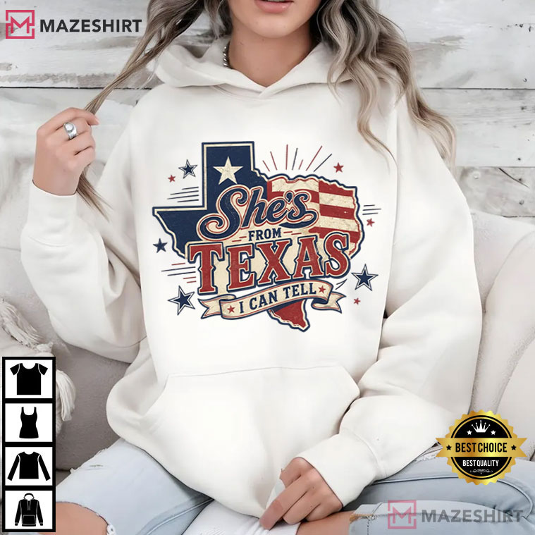 Patriotic Western Cowgirl She's From Texas I Can Tell T-Shirt Patriotic Western Cowgirl She's From Texas I Can Tell T-Shirt
