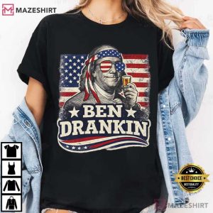 Ben Drankin Patriotic Benjamin Franklin American Flag T Shirt (4)