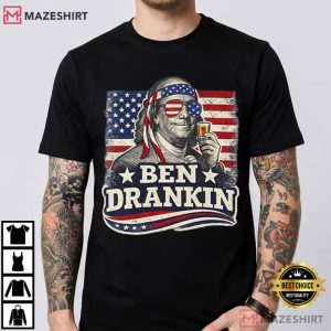 Ben Drankin Patriotic Benjamin Franklin American Flag T Shirt (1)