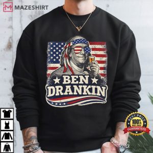 Ben Drankin Patriotic Benjamin Franklin American Flag T Shirt (2)