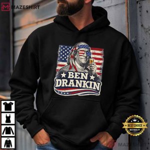 Ben Drankin Patriotic Benjamin Franklin American Flag T Shirt (3)