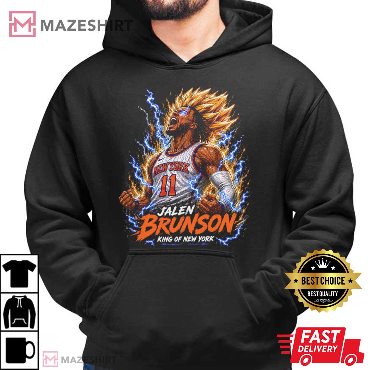 Jalen Brunson King Of New York Super Saiyan Basketball Player Graphic T-Shirt Jalen Brunson King Of New York Super Saiyan Basketball Player Graphic T-Shirt
