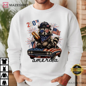 Patriotic Raccoon America 250th Anniversary Funny 4th Of July T Shirt (1)