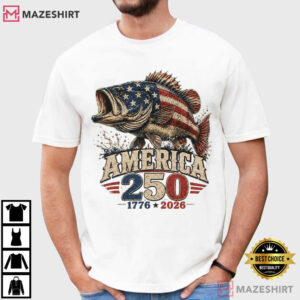 America 250th Bass Fishing Patriotic Angler T Shirt (4)
