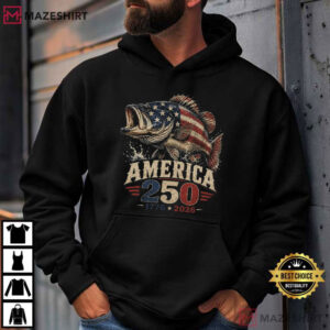 America 250th Bass Fishing Patriotic Angler T Shirt (1)